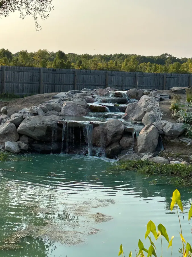 Stone-edged pond