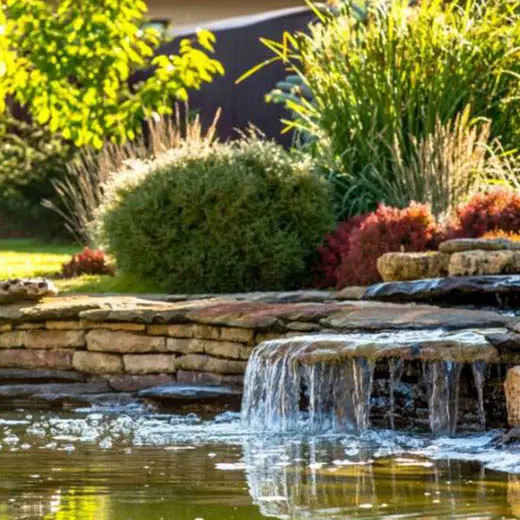 Custom backyard pond and water feature